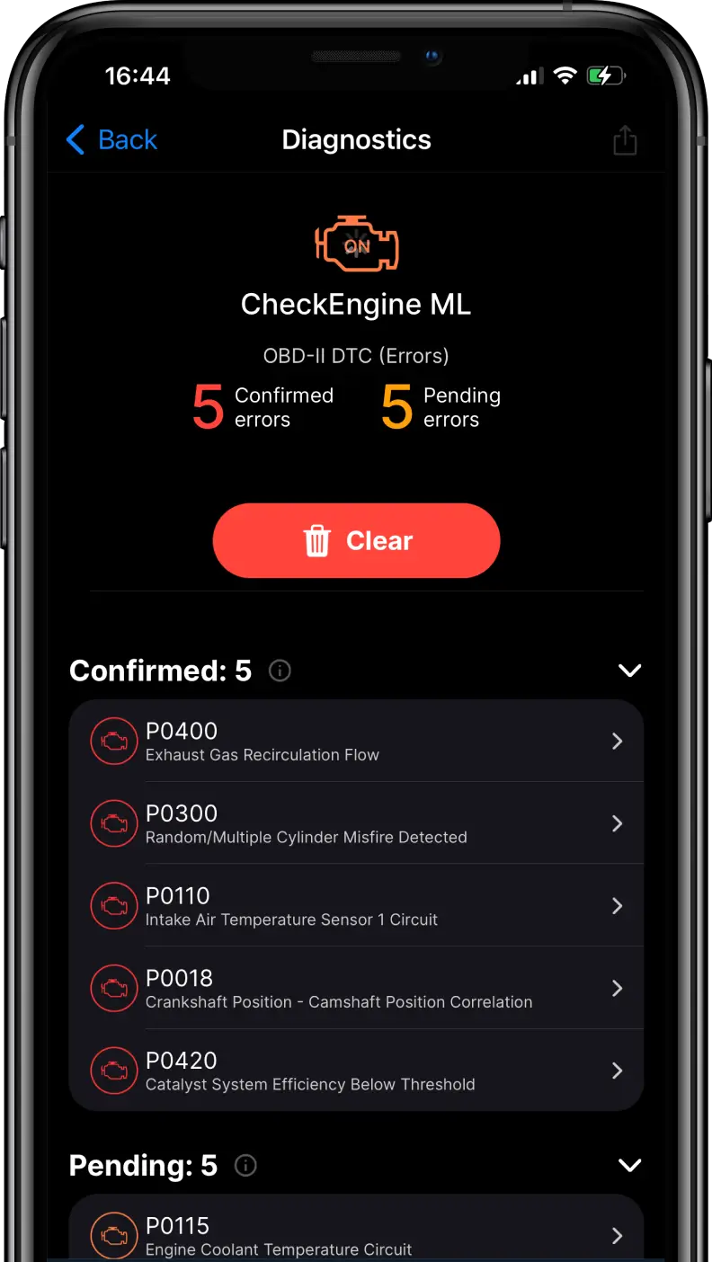 Check engine diagnostic on phone